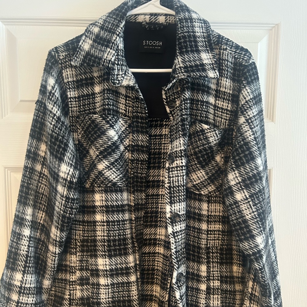 Stoosh Women's Monochrome Plaid Utility Jacket